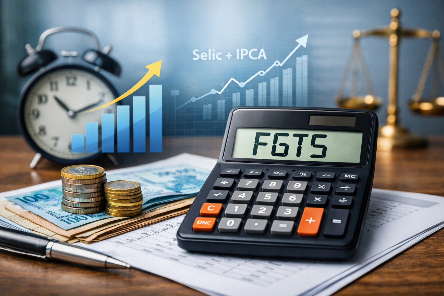 Cálculo de FGTS atrasado com juros e correção monetária em 2026